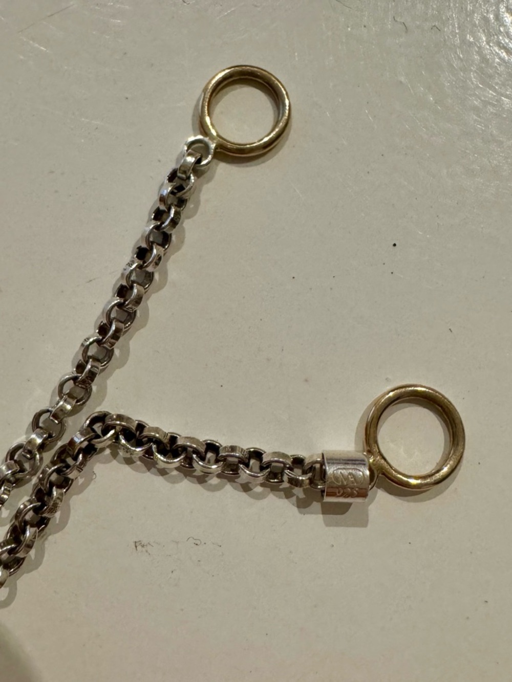 Authentic Marla Aaron Silver Rolo Chain Necklace with Gold Rings - Picture 6 of 6